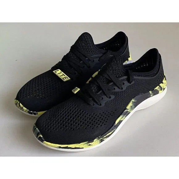 Crocs Men's Sz 9 LiteRide 360 Marbled Pacer Shoes 207633-02K Black Yellow NEW
