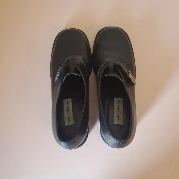 Croft Barrow 7.5M Black Leather Chunky Platform 90s Y2K Cosplay Heeled Shoes