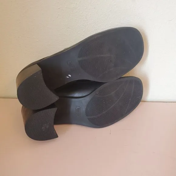 Croft Barrow 7.5M Black Leather Chunky Platform 90s Y2K Cosplay Heeled Shoes