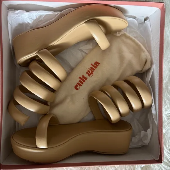 Cult Gaia Gabi platform gladiator sandals in dune size 37.5. New