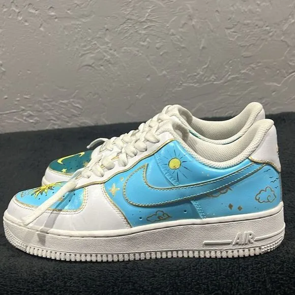 🔥Custom NIKE AIR FORCE 1 Low Sneakers Sun&amp;Moon Day&amp;Night - Rare One of One - EU