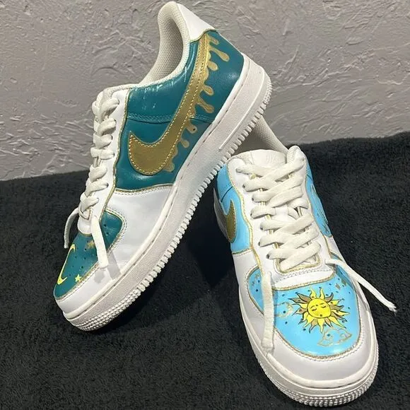 🔥Custom NIKE AIR FORCE 1 Low Sneakers Sun&amp;Moon Day&amp;Night - Rare One of One - EU