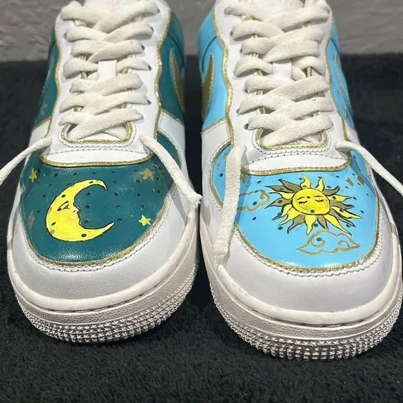 🔥Custom NIKE AIR FORCE 1 Low Sneakers Sun&amp;Moon Day&amp;Night - Rare One of One - EU