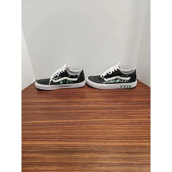 Custom Vans Mens 8 old skool Skateboard Basketball Shoes Street Wear Ferxxo Feid