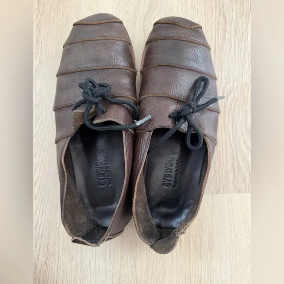 CYDWOQ Mens Hand-crafted Brown Leather Round  Toe Lace Up  Shoes 42.5 US9