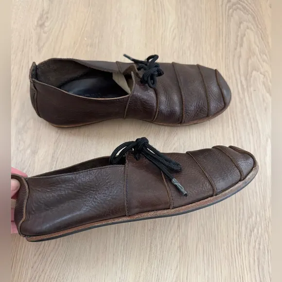 CYDWOQ Mens Hand-crafted Brown Leather Round  Toe Lace Up  Shoes 42.5 US9