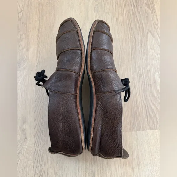 CYDWOQ Mens Hand-crafted Brown Leather Round  Toe Lace Up  Shoes 42.5 US9