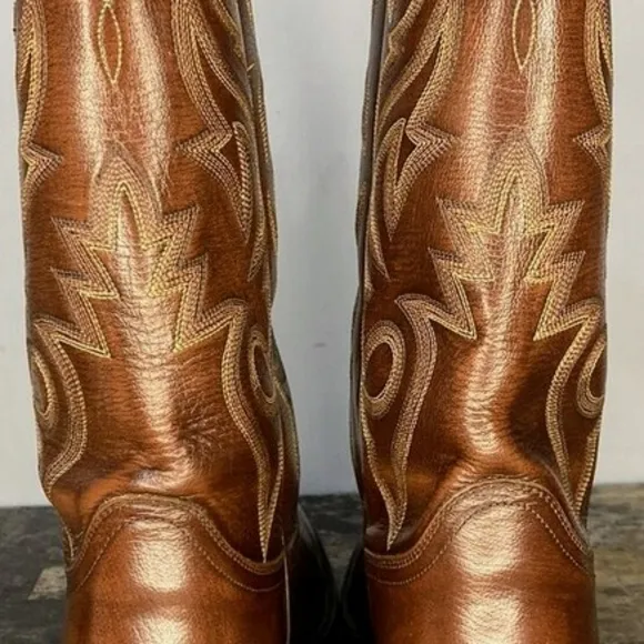 Dan Post Brown Western Cowboy Boots with Embroidered Design(Size 10)