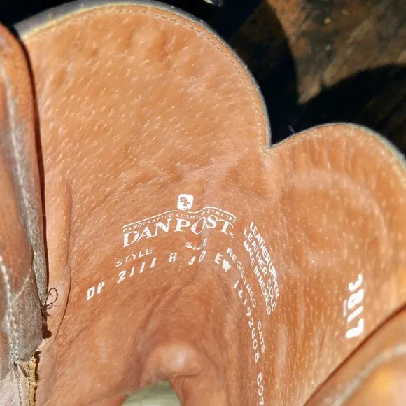 Dan Post Brown Western Cowboy Boots with Embroidered Design(Size 10)