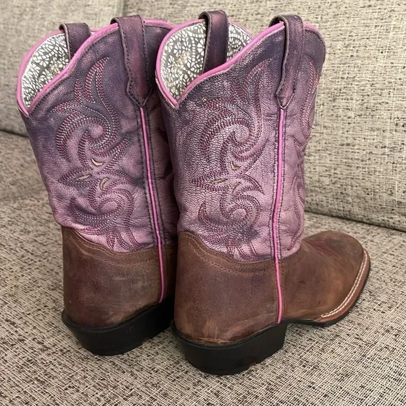 Dan Post Kids Youth Boots Brown and Purple Boots Size 4D