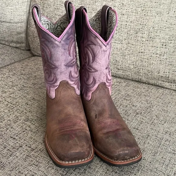 Dan Post Kids Youth Boots Brown and Purple Boots Size 4D