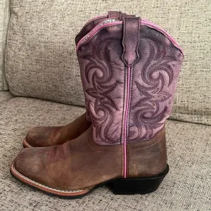 Dan Post Kids Youth Boots Brown and Purple Boots Size 4D