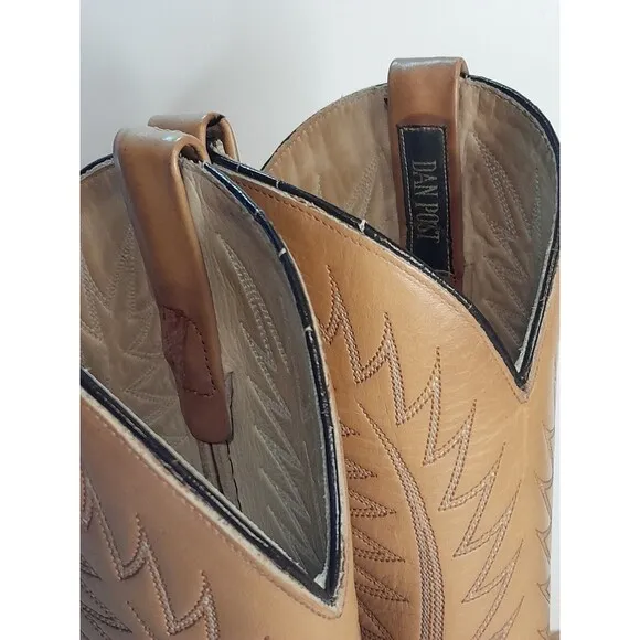DAN POST Sz 8 D VTG Tan Gold Leather Palomino Western Boots Cowboy Cowgirl USA