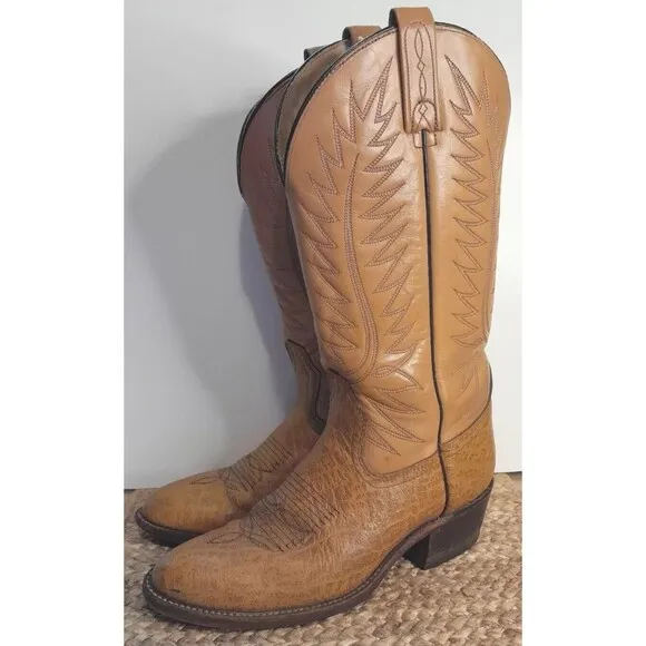 DAN POST Sz 8 D VTG Tan Gold Leather Palomino Western Boots Cowboy Cowgirl USA