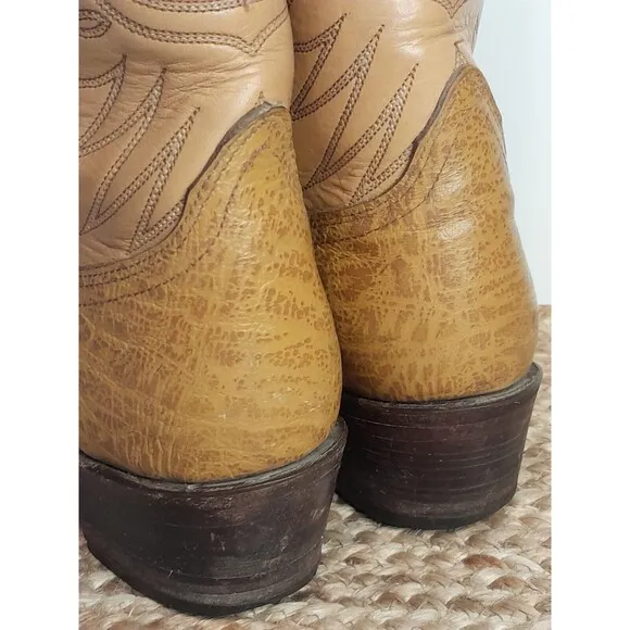 DAN POST Sz 8 D VTG Tan Gold Leather Palomino Western Boots Cowboy Cowgirl USA