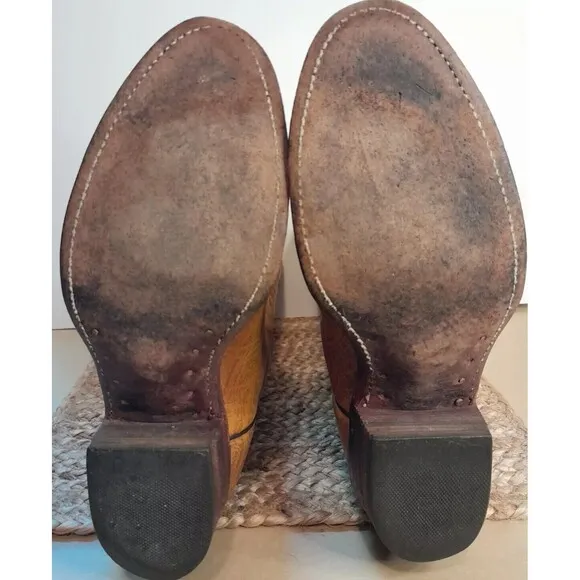 DAN POST Sz 8 D VTG Tan Gold Leather Palomino Western Boots Cowboy Cowgirl USA