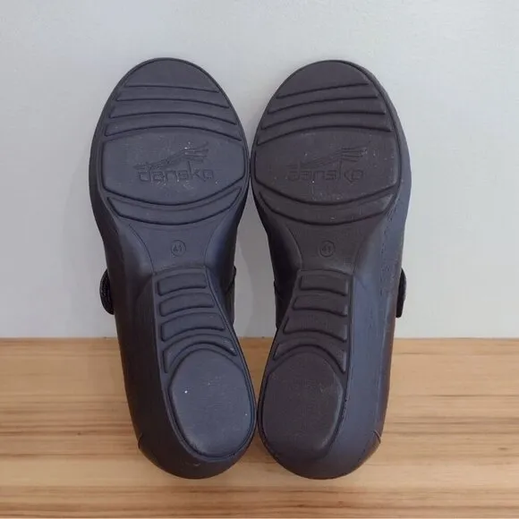 Dansko Adelle Mary Jane Wedge Shoes Brown Leather Hook And Loop Size Eu 41 US 10