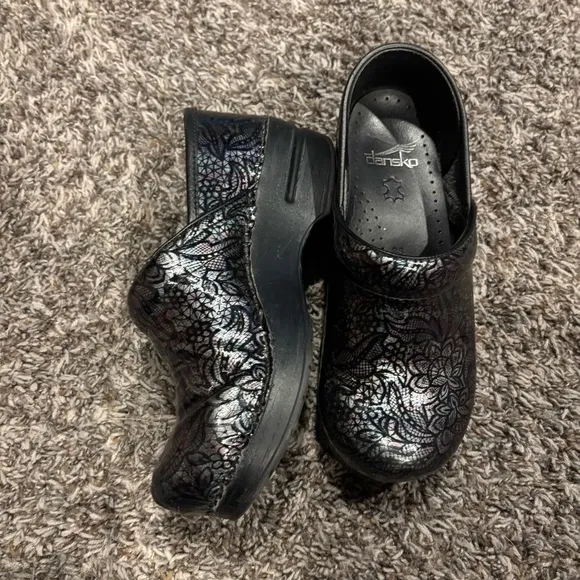 Dansko Black Floral Shoes