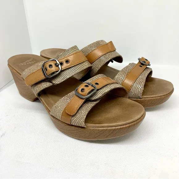 Dansko Jesse Sand Lizard Double Strap Sandals IOB