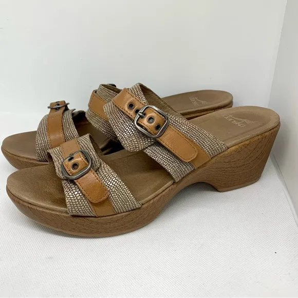 Dansko Jesse Sand Lizard Double Strap Sandals IOB