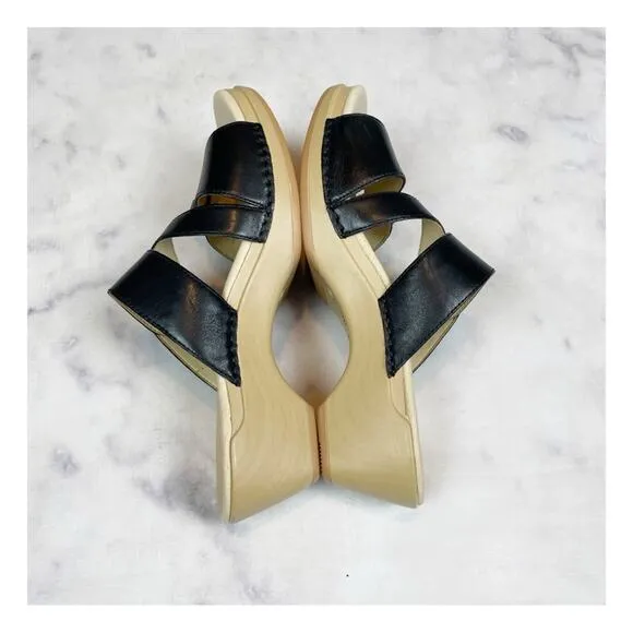 Dansko Karena Black Leather Slide Clog Sandals