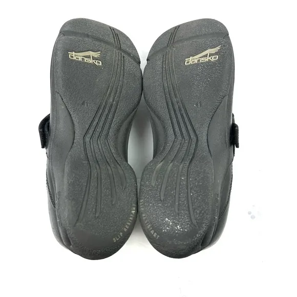 Dansko Kiki Mary Jane Shoes 41 Black Leather Strappy Womens Chunky Professional