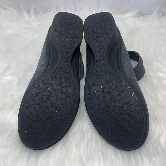 Dansko Lulu Dusky Grey-Black Ankle Strap Wedge Shoes Sz 37/US 6.5-7
