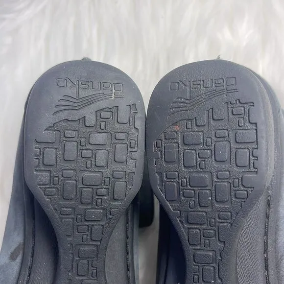 Dansko Lulu Dusky Grey-Black Ankle Strap Wedge Shoes Sz 37/US 6.5-7