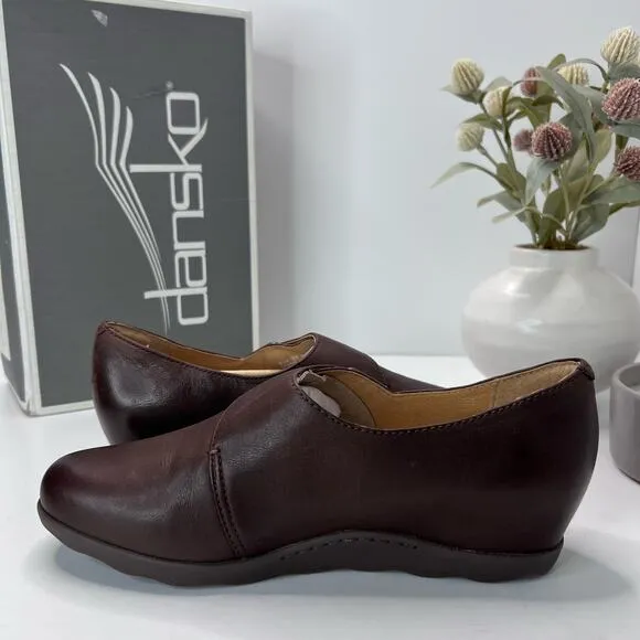 Dansko Marisa Hidden Wedge Shoe Brown Burnished Nubuck Women 38/7.5 NWB