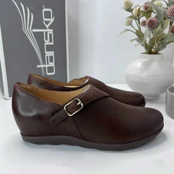 Dansko Marisa Hidden Wedge Shoe Brown Burnished Nubuck Women 38/7.5 NWB