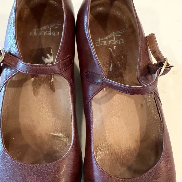 Dansko Mary Jane Women's Loralie Dark Purple Briwn Wedge Shoes EU 37 6.5/7