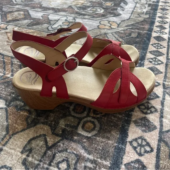 Dansko Season Red Platform Sandals
