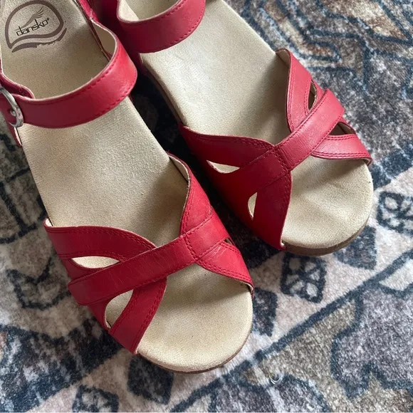 Dansko Season Red Platform Sandals