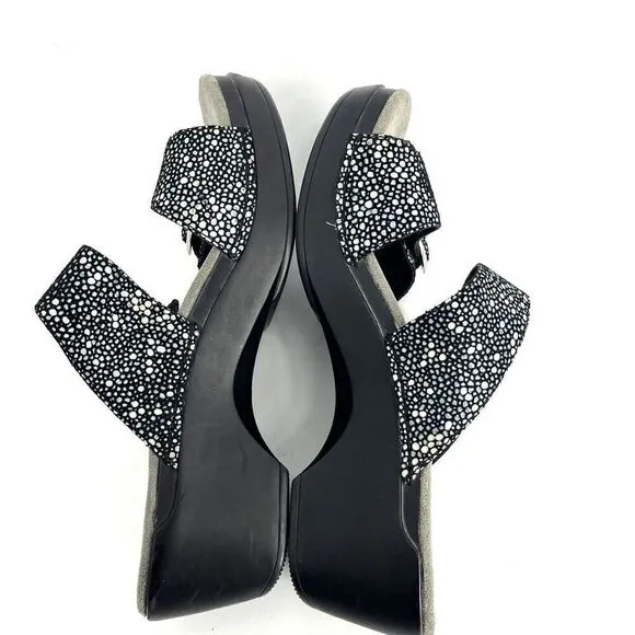 Dansko Shoes Size 37 Womens Iridescent Sophie Sandals Leather Wedge Slide Buckle