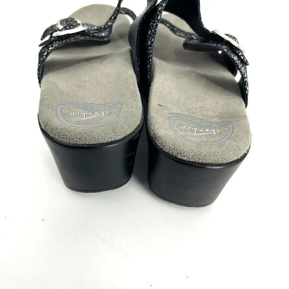 Dansko Shoes Size 37 Womens Iridescent Sophie Sandals Leather Wedge Slide Buckle