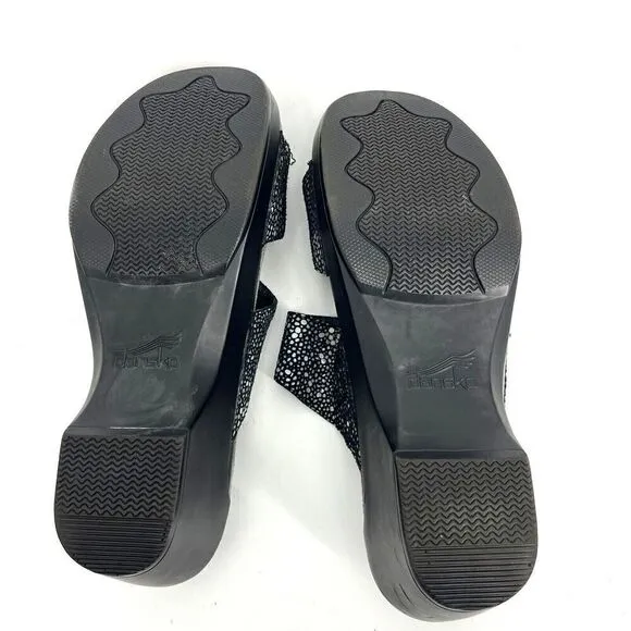 Dansko Shoes Size 37 Womens Iridescent Sophie Sandals Leather Wedge Slide Buckle