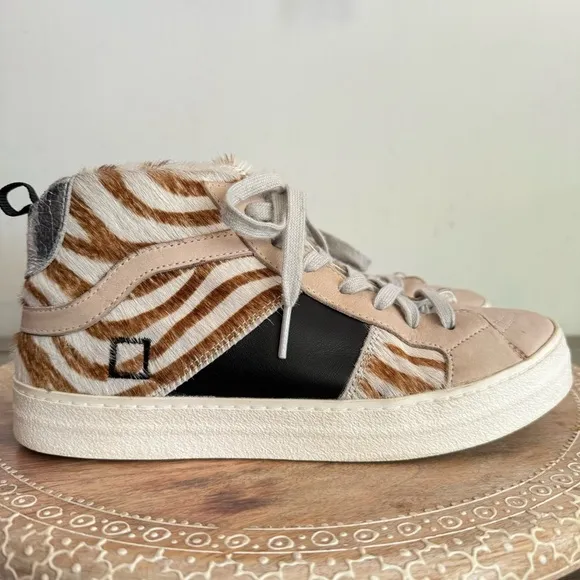 D.A.T.E. Women’s Hawk Animalier Zebra Luxury Fashion‎ High Top Sneakers Sz 7