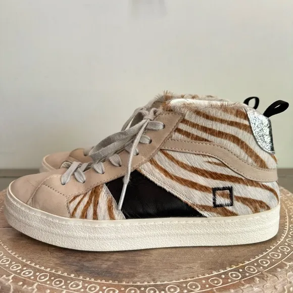 D.A.T.E. Women’s Hawk Animalier Zebra Luxury Fashion‎ High Top Sneakers Sz 7
