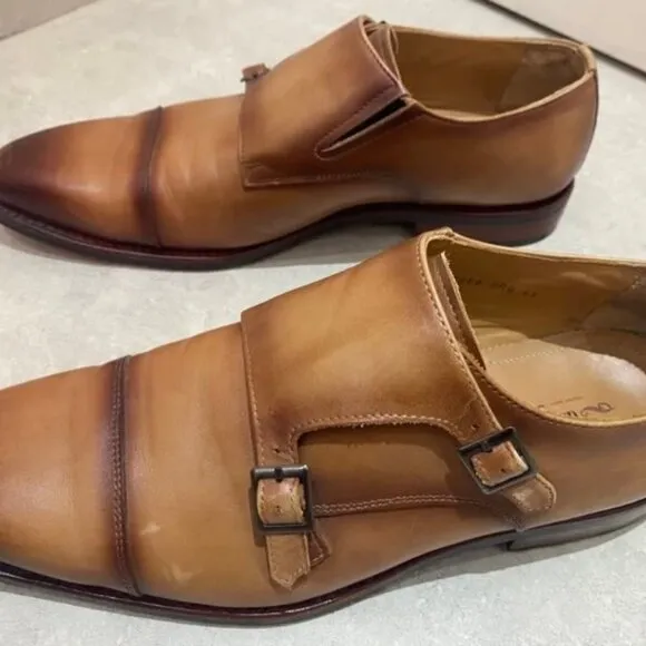 De Novo Light Brown Monk Strap Shoes