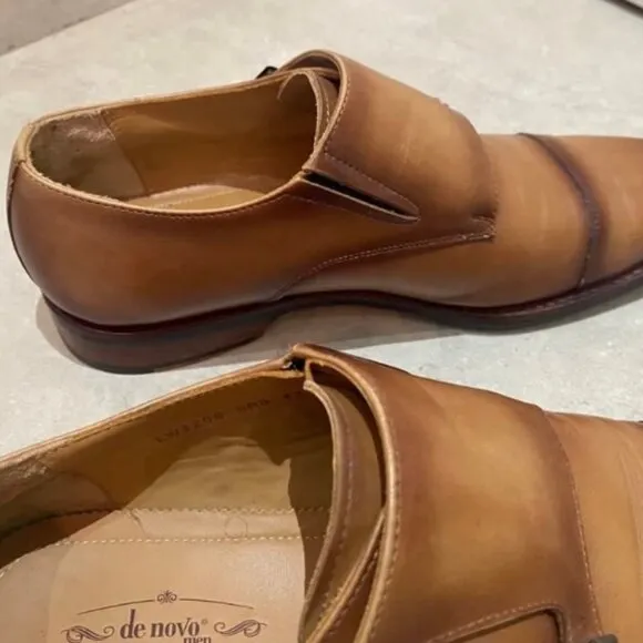 De Novo Light Brown Monk Strap Shoes