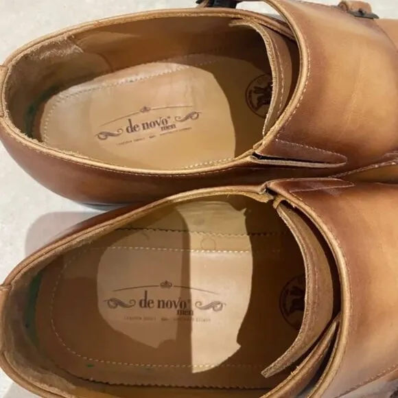 De Novo Light Brown Monk Strap Shoes