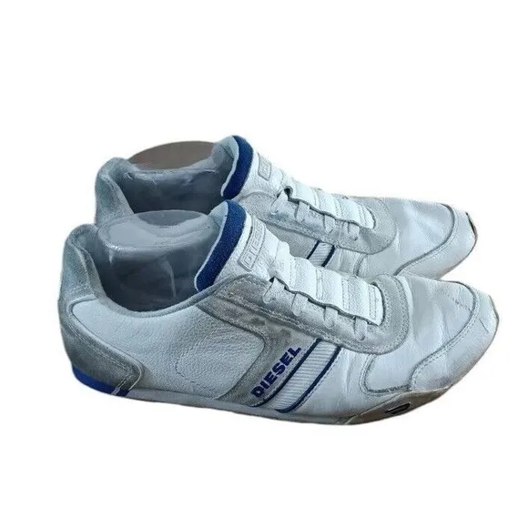 Diesel 93243 Loop-On Sneakers Men's US 10 White Gray Leather Low Top  Shoes