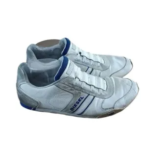 Diesel 93243 Loop-On Sneakers Men's US 10 White Gray Leather Low Top  Shoes