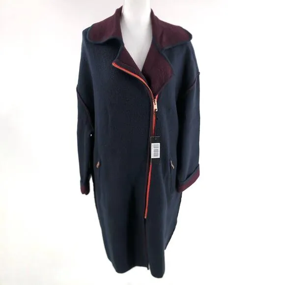 Diesel Overcoat Bice Jacket Dark Blue Knitted Women's Sz L NWT $360