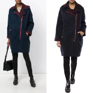 Diesel Overcoat Bice Jacket Dark Blue Knitted Women's Sz L NWT $360