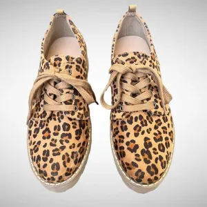Dirty Laundry Animal Leopard Print Chunky Platform Lace up Shoes Size 8