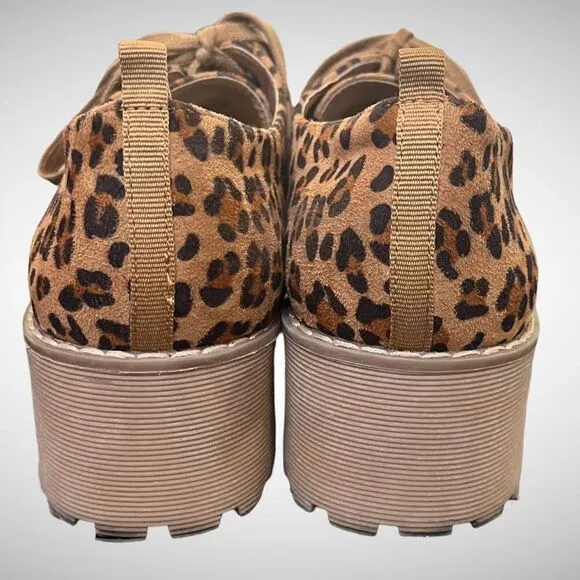 Dirty Laundry Animal Leopard Print Chunky Platform Lace up Shoes Size 8