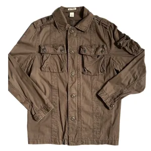 DKNY JEANS BROWN BUTTON DOWN CARGO LIGHTWEIGHT JACKET SIZE MEDIUM