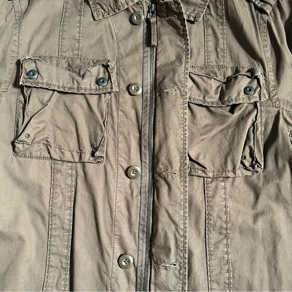 DKNY JEANS BROWN BUTTON DOWN CARGO LIGHTWEIGHT JACKET SIZE MEDIUM