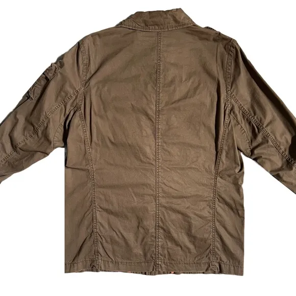 DKNY JEANS BROWN BUTTON DOWN CARGO LIGHTWEIGHT JACKET SIZE MEDIUM